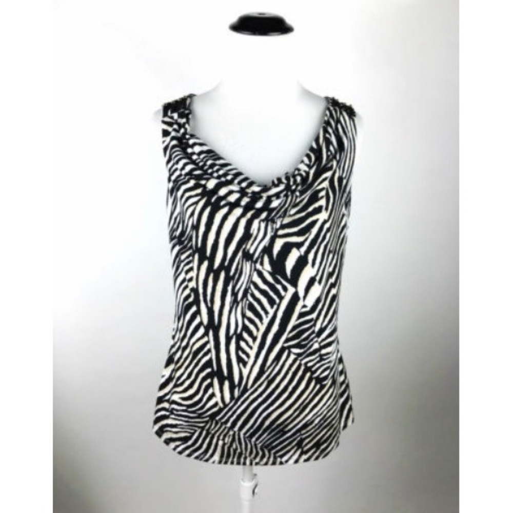 White House Black Market Zebra Print Cowl Neck Top